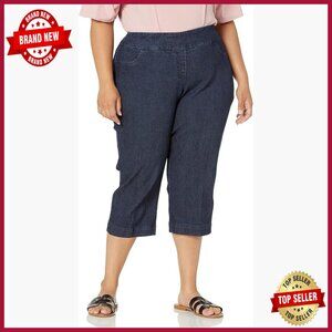 Plus Size Tummy Control Pull-On Capri Pants with Wide Band